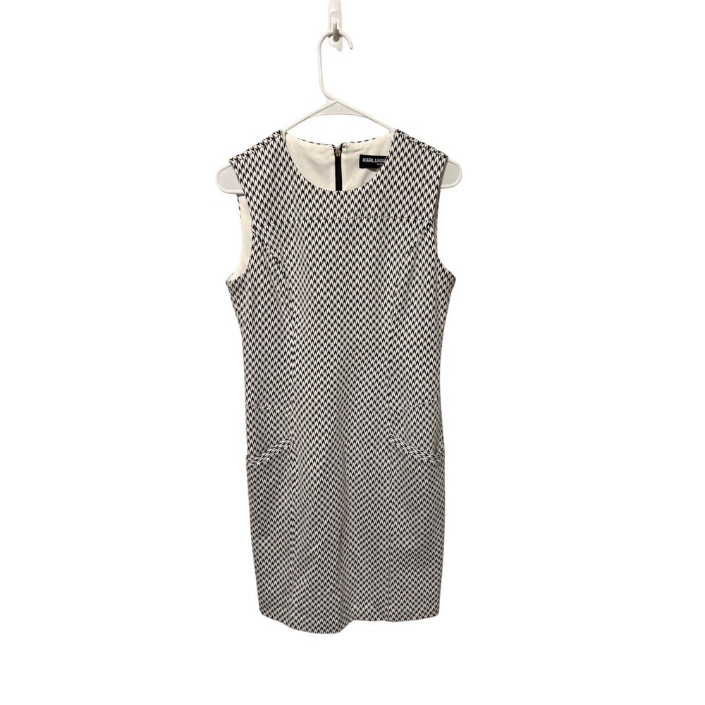 Karl Lagerfeld Paris Houndstooth Sleeveless Sheath Dress Career